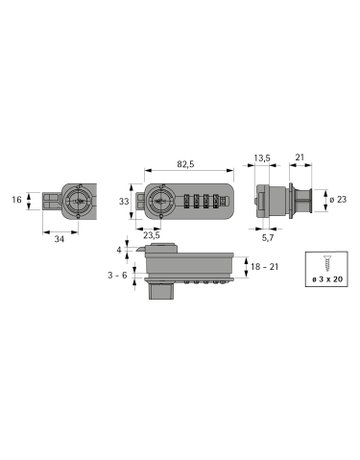 Bild Zahlenschloss mit Schubriegel, rechts, schwarz - Hettich-3