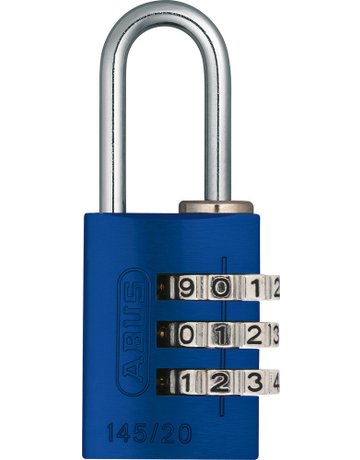 Zyl. Vorhangschloss Nr. 145 /20 blau mit selbsteinstellb. Code - ABUS