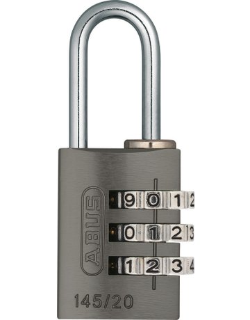 Zyl. Vorhangschloss Nr. 145 /20 Titanium mit selbsteinstellb. Code - ABUS