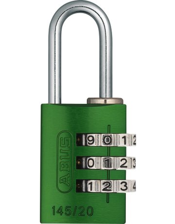 Zyl. Vorhangschloss Nr. 145 /20 grün mit selbsteinstellb. Code - ABUS