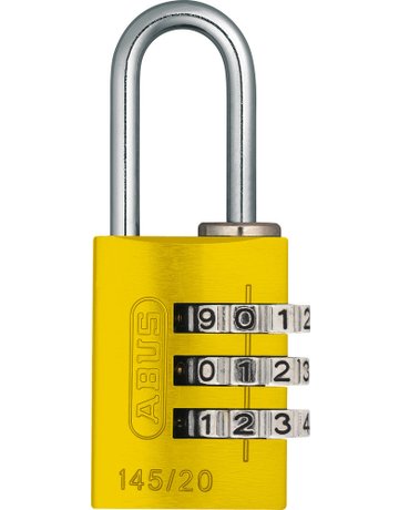Zyl. Vorhangschloss Nr. 145 /20 gelb mit selbsteinstellb. Code - ABUS