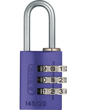 Zyl. Vorhangschloss Nr. 145 /20 lila mit selbsteinstellb. Code - ABUS
