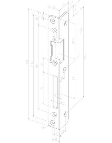 Winkelschließblech 069 DL,25x250x32 rd,goldfarbig - effeff