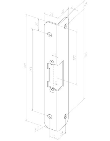 Winkelschließblech 389 25x200x32 rd,edelstahl - effeff