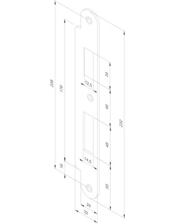 Lappenschließblech Z09XSBL 24/32x232x3 rd,verchromt - effeff