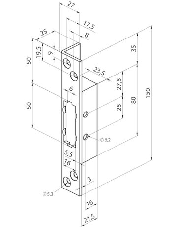 Winkelschließblech Z29-SBL 27x150x25 ktg,matt gebürstet - effeff