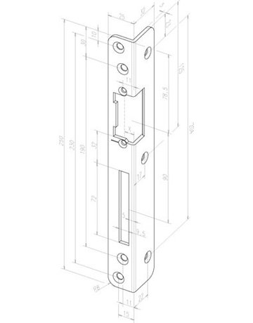 Winkelschließblech 069 DL,25x250x32 rd,edelstahl - effeff