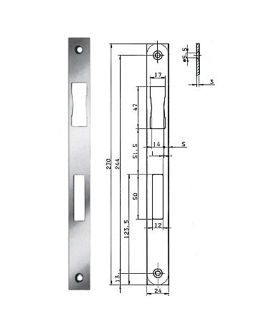 Flachschließblech B 9000 24x270x3 ktg,edelstahl - BKS