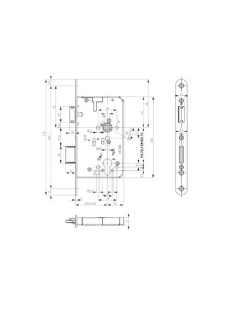 PA-Einsteckschloss B-23240 PZ72/9,D65,F24x235rd,ER,Panikausführung D - BKS