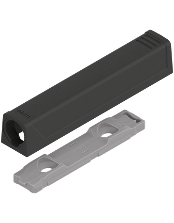 TIP-ON Adapterplatte für Türen, Langversion, gerade, Schrauben, carbonschwarz - Blum