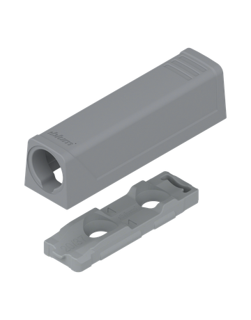 TIP-ON Adapterplatte für Türen, Kurzversion, gerade, Schrauben, R7036 platingrau - Blum