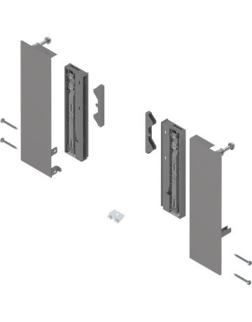 MERIVOBOX Fronthalter, Höhe E, für Innenauszug mit Einschubelement, links/rechts, indiumgrau matt - Blum