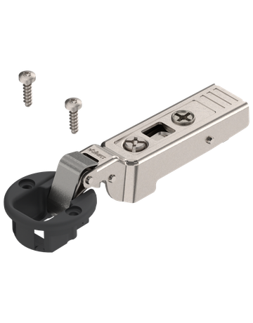 CLIP top Glastürscharnier 94°, Mittelanschlag, Topf: Schrauben, schwarz/nickel - Blum