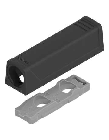 TIP-ON Adapterplatte für Türen, Kurzversion, gerade, Schrauben, carbonschwarz - Blum