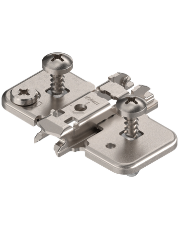 CLIP Montageplatte, kreuz, 0 mm, Stahl, EXPANDO (vormontierte Spezialschrauben mit Spreizdübel), HV: Exzenter, vernickelt - Blum