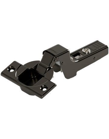 CLIP top Standardscharnier 110°, Innenanschlag, ohne Feder, Topf: Schrauben, onyxschwarz - Blum