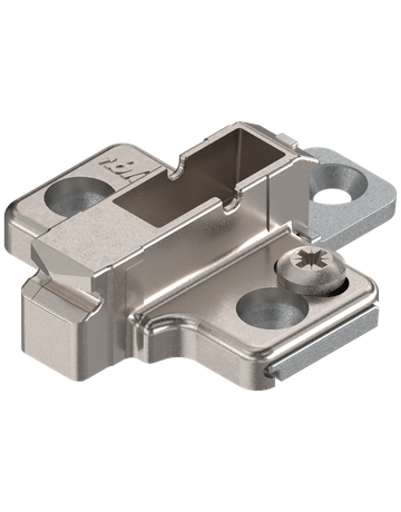 CLIP Montageplatte, kreuz, 6 mm, Zink, Systemschrauben, HV: 2-teilig, vernickelt - Blum