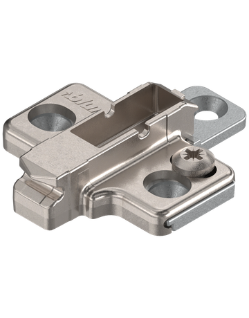 CLIP Montageplatte, kreuz, 3 mm, Zink, Schrauben, HV: 2-teilig, vernickelt - Blum