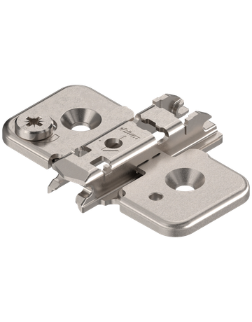 CLIP Montageplatte, kreuz, 0 mm, Stahl, Schrauben, HV: Exzenter, vernickelt - Blum