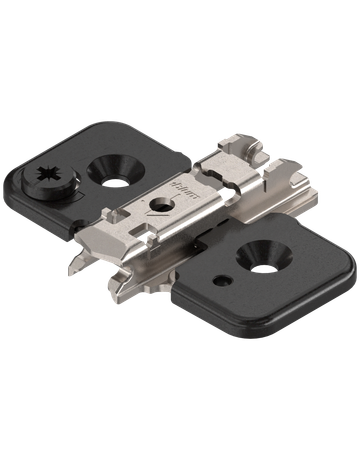 CLIP Montageplatte, kreuz, 0 mm, Stahl, Schrauben, HV: Exzenter, onyxschwarz - Blum