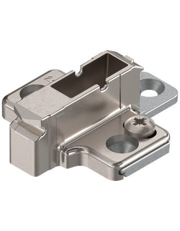 CLIP Montageplatte, kreuz, 9 mm, Zink, Schrauben, HV: 2-teilig, vernickelt - Blum