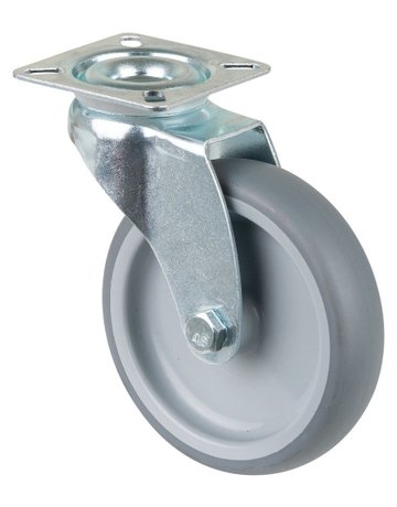 Lenkrolle 100mm, A300 Platte, Gummirad, GL A300.A80.100 - BS ROLLEN