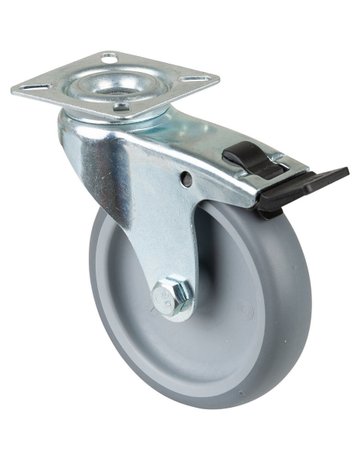 Lenkrolle 100mm, A320 Platte, Gummirad, GL, Fest. A320.A80.100 - BS ROLLEN