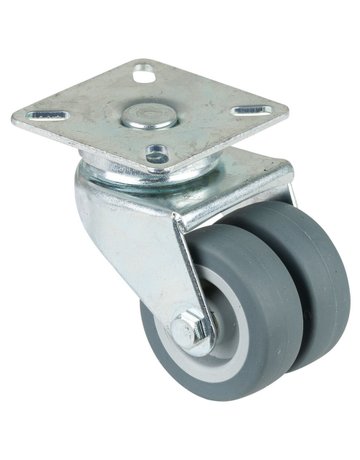 Apparaterollen -Doppelrolle, o.Festst., Rad Ø50mm B100.A80, Gummi grau - BS ROLLEN