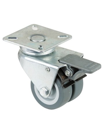 Apparaterollen -Doppelr., mit Totalfestst., Rad Ø50mm B120.A80, Gummi grau - BS ROLLEN