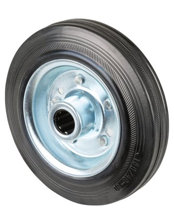 Gummirad 160mm B55.160 schwarz, Radk.verzinkt, RL - BS ROLLEN