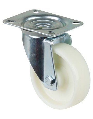 Lenkrolle 100mm L400.B10 Platte, Kunststoff weiß, RL L400.B10.100 - BS ROLLEN