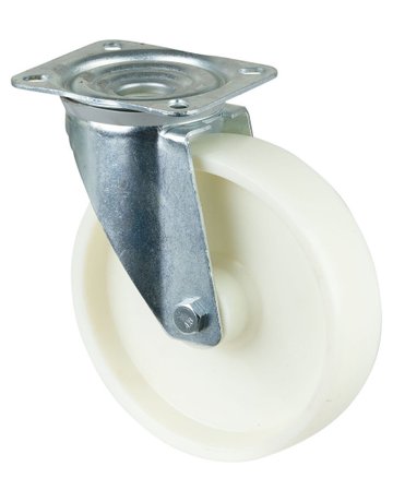 Lenkrolle 200mm L400.B10 Platte, Kunststoff weiß, RL L400.B10.200 - BS ROLLEN