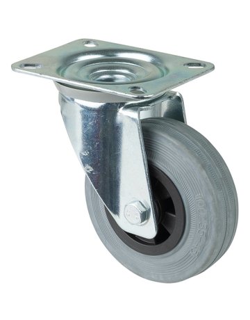 Lenkrolle 100mm L400.B46 Platte, Gummi grau, RL L400.B46.100