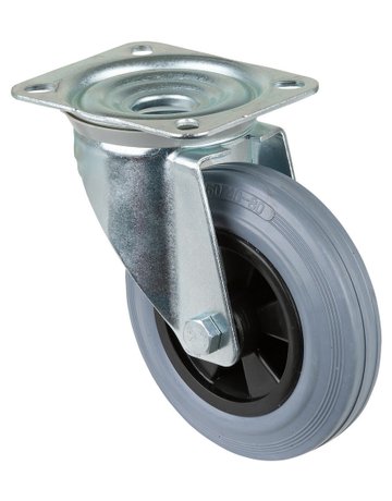 Lenkrolle 160mm L400.B46 Platte, Gummi grau, RL L400.B46.160