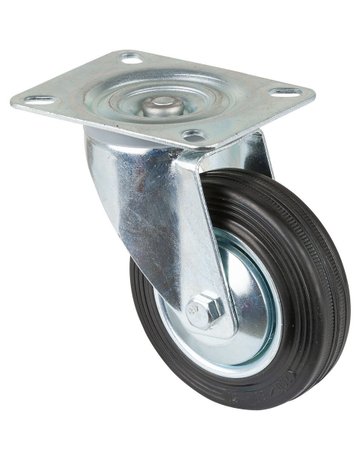 Lenkrolle 100mm L400.B55 Platte, Gummi schwarz, RL L400.B55.101 - BS ROLLEN