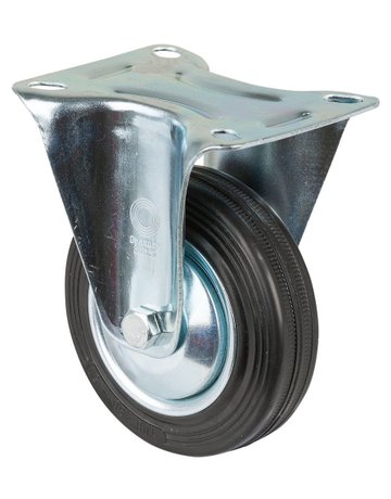 Bockrolle 100mm L410.B55 Platte, Gummi schwarz, RL L410.B55.101 - BS ROLLEN