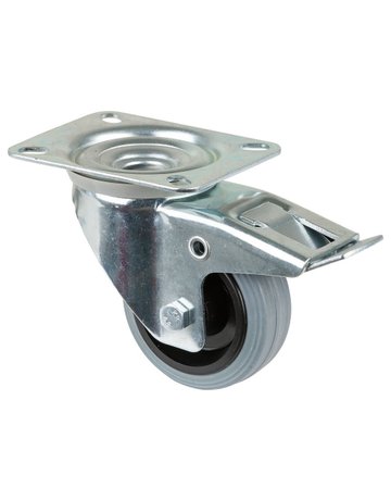 Lenkrolle 80mm L420.B46 Platte, Gummi grau, RL, Fest L420.B46.080