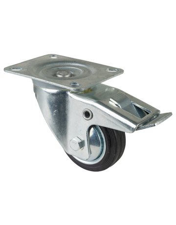 Lenkrolle 80mm L420.B55 Platte, Gummi schwarz RL, FestL420.B55.081 - BS ROLLEN