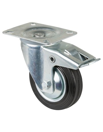 Lenkrolle 100mm L420.B55 Platte, Gummi schwarz RL, FestL420.B55.101 - BS ROLLEN