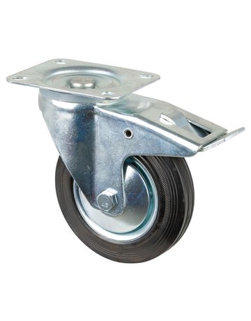 Lenkrolle 160mm L420.B55 Platte, Gummi schwarz RL, FestL420.B55.161 - BS ROLLEN