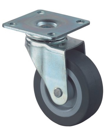 Lenkrolle,Ø 50,B 18mm F26,40kg,mit Platte,grau - BS ROLLEN