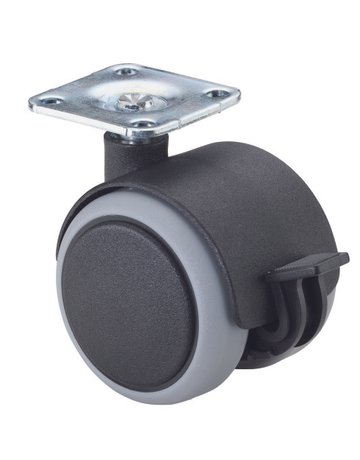 MB-Doppelrolle, mit Feststeller, Rad Ø40mm F86, Kunststoff grau - BS ROLLEN