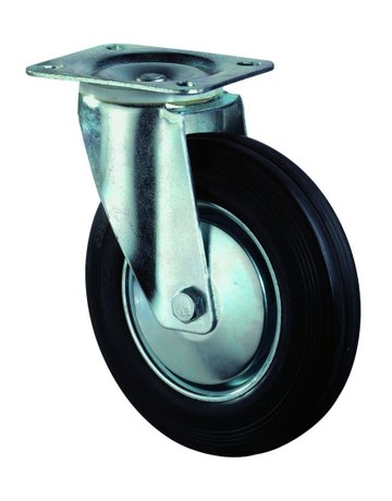 Lenkrolle 80mm L400.B55 Platte, Gummi schwarz, RL L400.B55.081 - BS ROLLEN