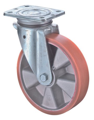 Lenkrolle 200mm N100.B90 Platte, Polyure Guss, KL N100.B90.203 - BS ROLLEN