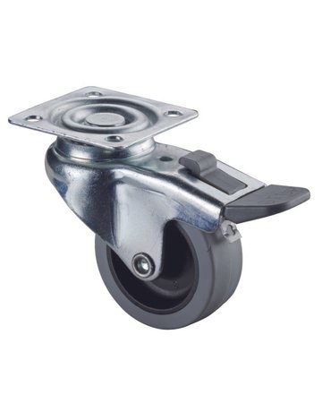 Lenkrolle 50mm, A220 Platte, Gummirad, GL, Fest. A220.A80.050