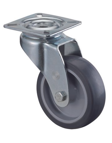 Lenkrolle 75mm, A300 Platte, Gummirad, GL A300.A80.075 - BS ROLLEN