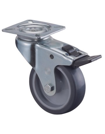 Lenkrolle 75mm, A320 Platte, Gummirad, GL, Fest. A320.A80.075 - BS ROLLEN