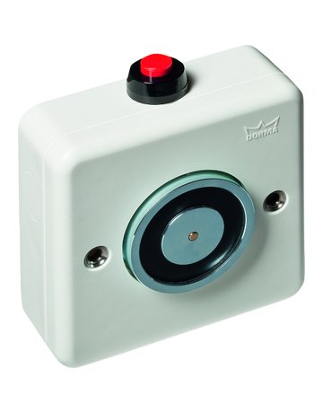 OT-Haltemagnet, mit Unterbrecherdrucktaster, EM 500 A, Kunststoff, 400N, w lackiert - dormakaba