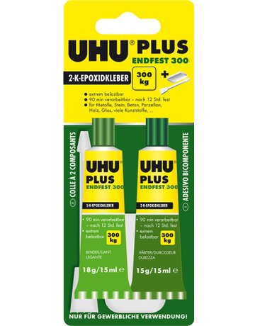 2-KomponentenepoxidkleberPLUS ENDFEST 300 SB-Karte mit Tuben Binder18g Härter 15g UHU
