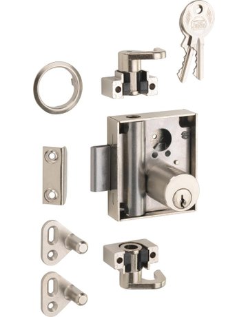 Drehstangen-Schloss 7020/30 RS Zylinder matt vernickelt für 8 mm Stg.Schließung BN0103 - JuNie